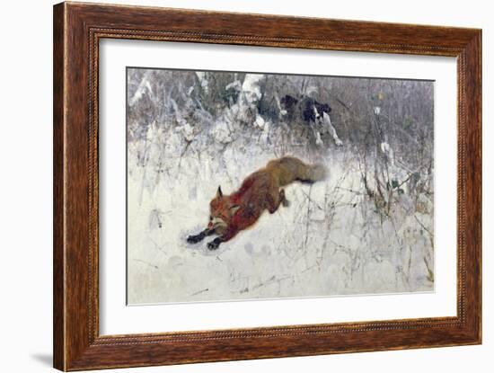 Fox Being Chased Through the Snow-Bruno Andreas Liljefors-Framed Giclee Print