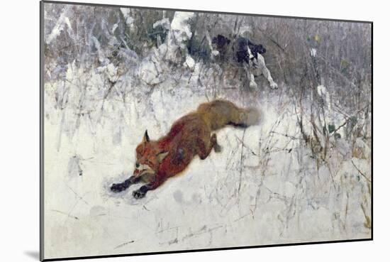 Fox Being Chased Through the Snow-Bruno Andreas Liljefors-Mounted Giclee Print