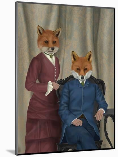 Fox Couple Edwardians-Fab Funky-Mounted Art Print