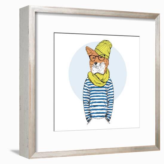 Fox Dressed up in Nordic Style-Olga_Angelloz-Framed Art Print