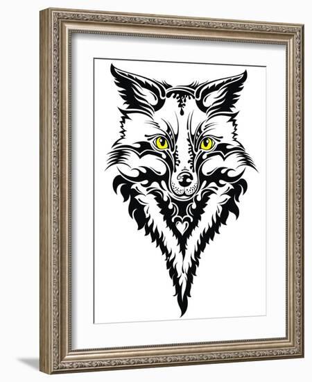 Fox Head Tattoo-worksart-Framed Art Print