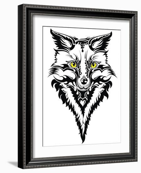Fox Head Tattoo-worksart-Framed Art Print