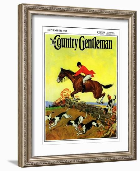 "Fox Hunter," Country Gentleman Cover, November 1, 1932-Robert Keareote-Framed Giclee Print