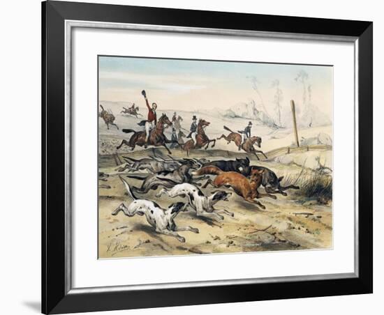 Fox Hunting, by Jean Victor Adam (1801-1866)-null-Framed Giclee Print