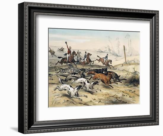Fox Hunting, by Jean Victor Adam (1801-1866)-null-Framed Giclee Print