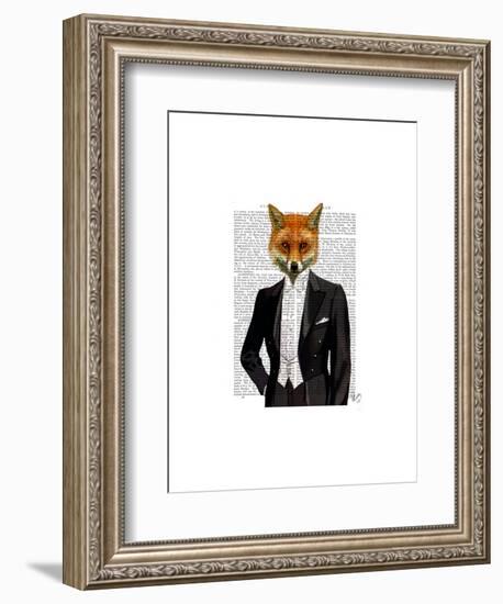 Fox in Evening Suit Portrait-Fab Funky-Framed Art Print