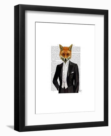 Fox in Evening Suit Portrait-Fab Funky-Framed Art Print