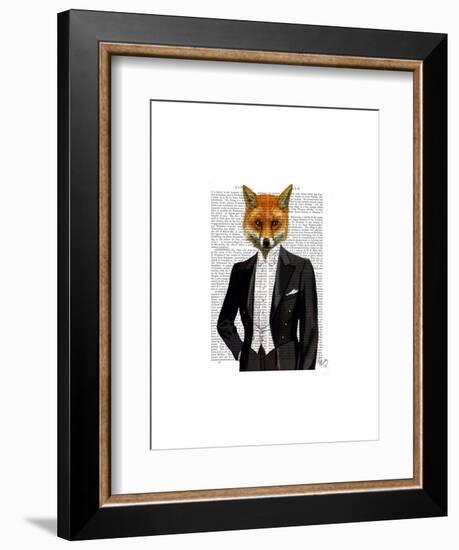 Fox in Evening Suit Portrait-Fab Funky-Framed Art Print