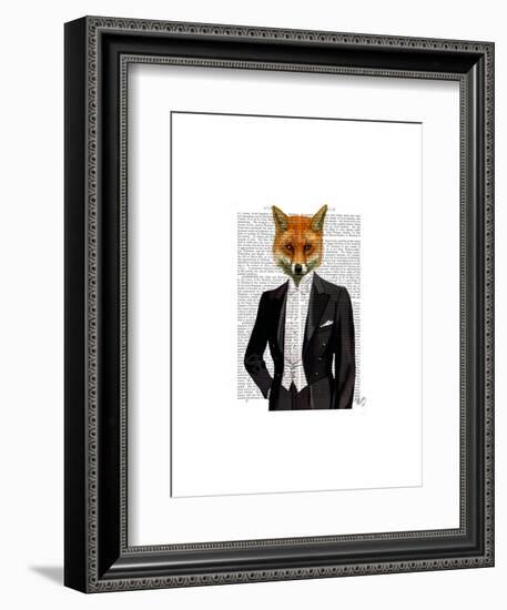 Fox in Evening Suit Portrait-Fab Funky-Framed Art Print