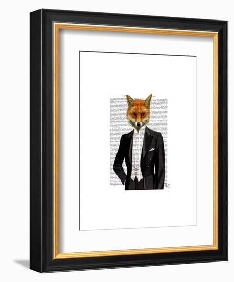 Fox in Evening Suit Portrait-Fab Funky-Framed Art Print