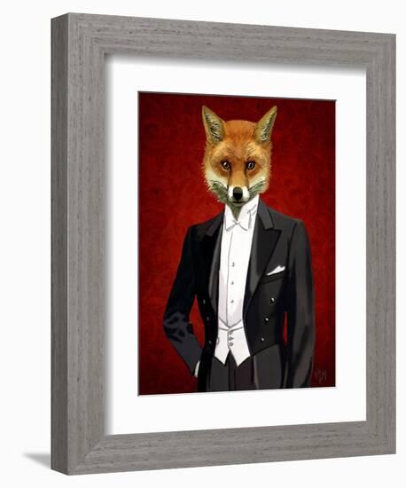 Fox in Evening Suit Portrait-Fab Funky-Framed Premium Giclee Print