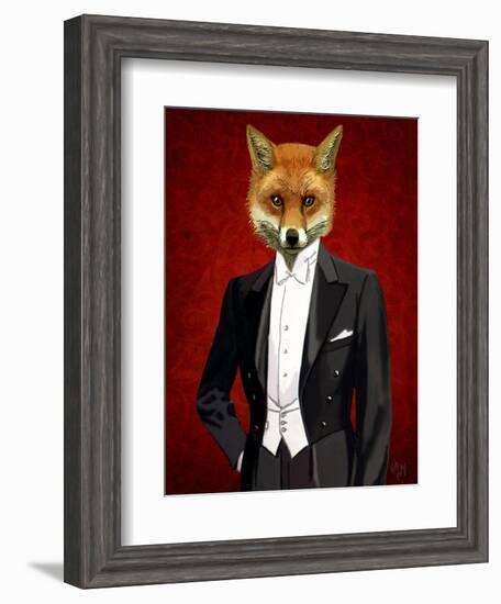 Fox in Evening Suit Portrait-Fab Funky-Framed Art Print