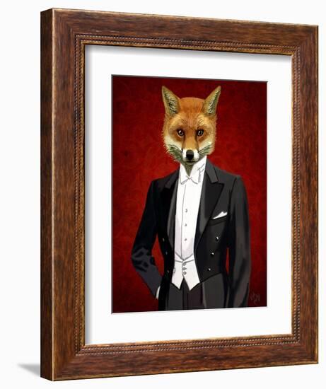 Fox in Evening Suit Portrait-Fab Funky-Framed Art Print