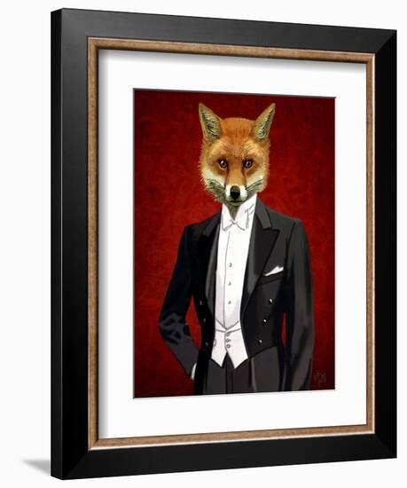 Fox in Evening Suit Portrait-Fab Funky-Framed Art Print