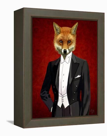 Fox in Evening Suit Portrait-Fab Funky-Framed Stretched Canvas