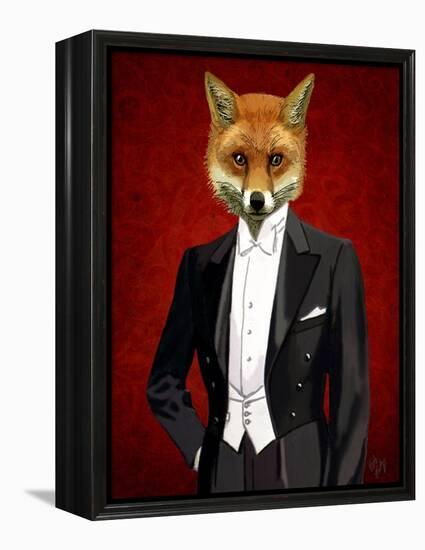 Fox in Evening Suit Portrait-Fab Funky-Framed Stretched Canvas