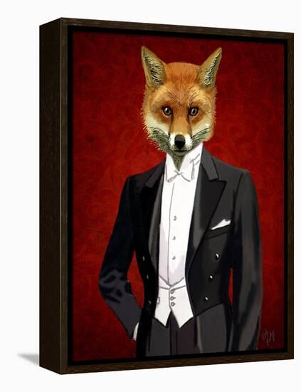 Fox in Evening Suit Portrait-Fab Funky-Framed Stretched Canvas