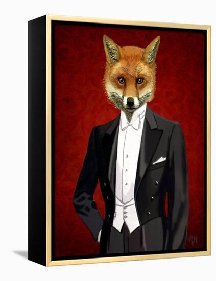 Fox in Evening Suit Portrait-Fab Funky-Framed Stretched Canvas