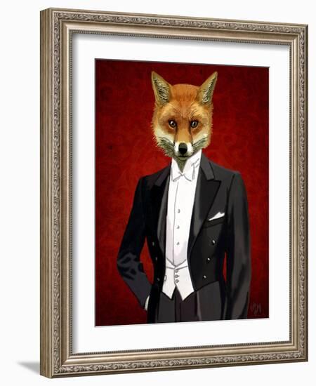 Fox in Evening Suit Portrait-Fab Funky-Framed Art Print