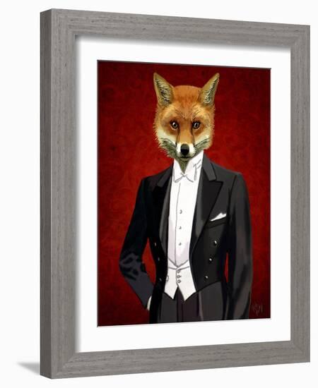 Fox in Evening Suit Portrait-Fab Funky-Framed Art Print