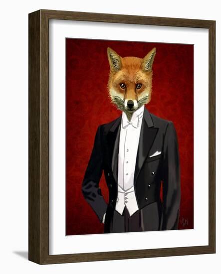 Fox in Evening Suit Portrait-Fab Funky-Framed Art Print