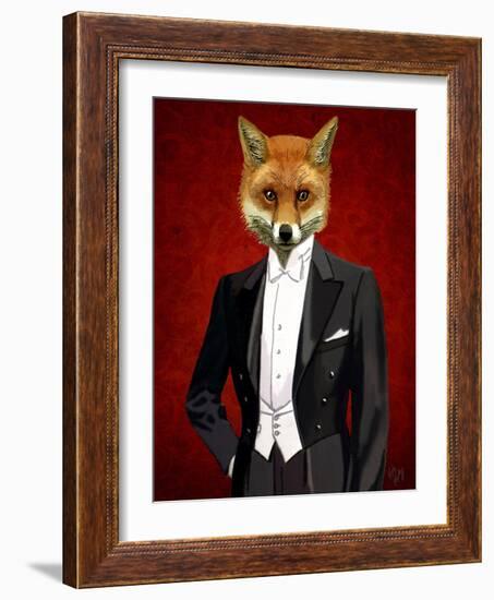 Fox in Evening Suit Portrait-Fab Funky-Framed Art Print