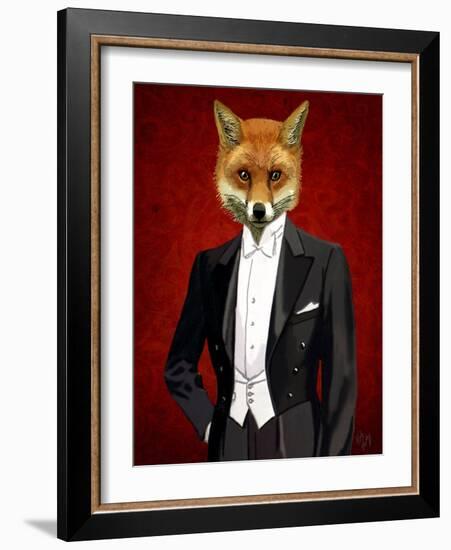 Fox in Evening Suit Portrait-Fab Funky-Framed Art Print