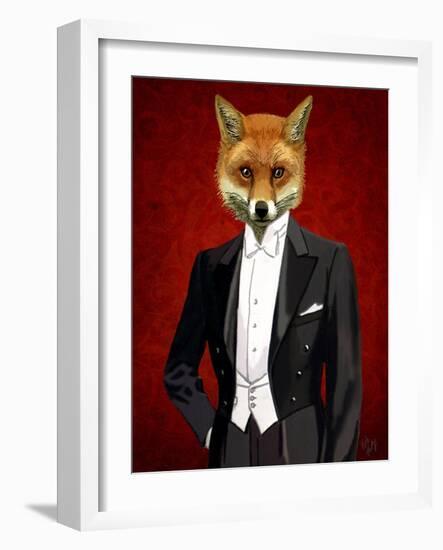 Fox in Evening Suit Portrait-Fab Funky-Framed Art Print