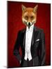 Fox in Evening Suit Portrait-Fab Funky-Mounted Art Print