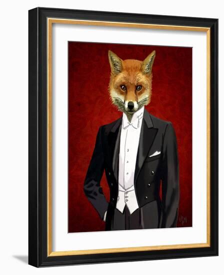 Fox in Evening Suit Portrait-Fab Funky-Framed Art Print