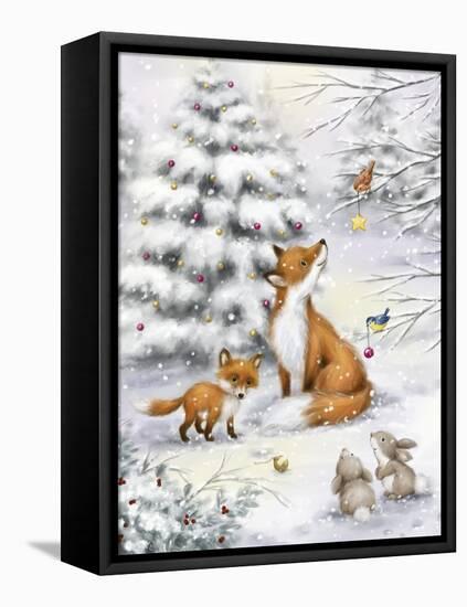 Fox in forest-MAKIKO-Framed Premier Image Canvas