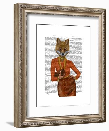 Fox in Orange, Portrait-Fab Funky-Framed Art Print