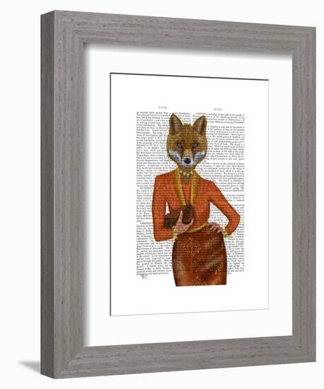 Fox in Orange, Portrait-Fab Funky-Framed Art Print