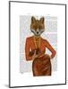 Fox in Orange, Portrait-Fab Funky-Mounted Art Print