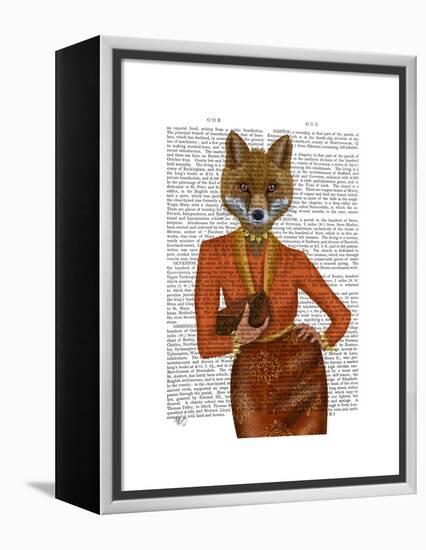 Fox in Orange, Portrait-Fab Funky-Framed Stretched Canvas