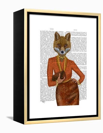 Fox in Orange, Portrait-Fab Funky-Framed Stretched Canvas