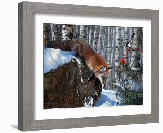 Fox in Winter-Kevin Daniel-Framed Art Print