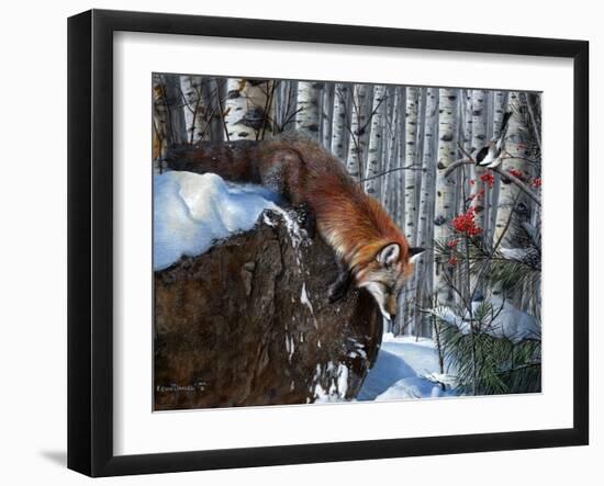 Fox in Winter-Kevin Daniel-Framed Art Print