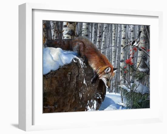 Fox in Winter-Kevin Daniel-Framed Art Print