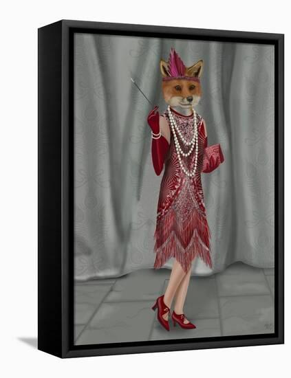 Fox Lady 1920s Flapper-Fab Funky-Framed Stretched Canvas