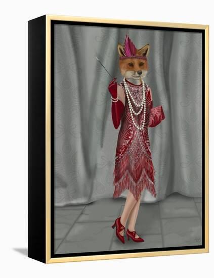 Fox Lady 1920s Flapper-Fab Funky-Framed Stretched Canvas