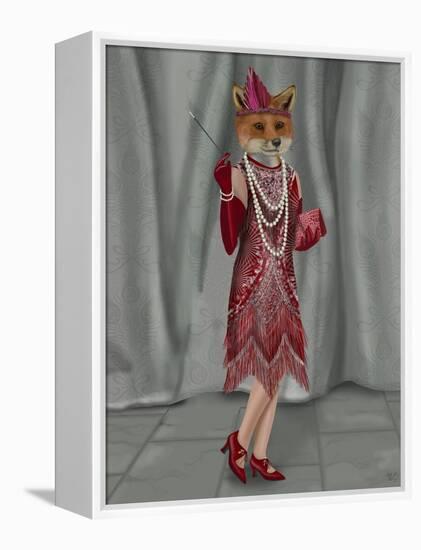 Fox Lady 1920s Flapper-Fab Funky-Framed Stretched Canvas