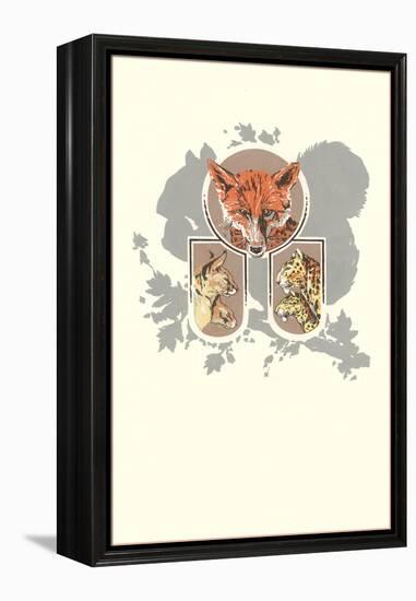 Fox, Lynx, Cougar and Squirrel Graphic-null-Framed Premier Image Canvas