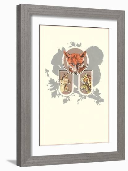 Fox, Lynx, Cougar and Squirrel Graphic-null-Framed Giclee Print