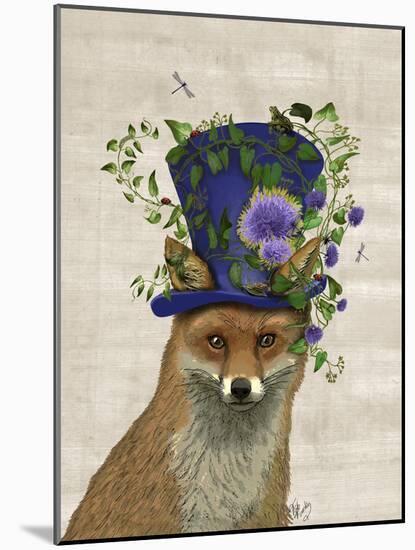 Fox Mad Hatter-Fab Funky-Mounted Art Print