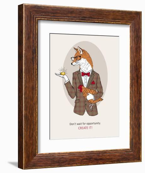 Fox Man in Pin Suit-Olga Angellos-Framed Art Print