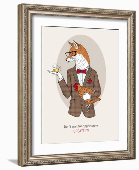 Fox Man in Pin Suit-Olga Angellos-Framed Art Print