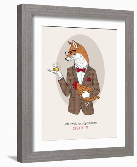 Fox Man in Pin Suit-Olga Angellos-Framed Art Print