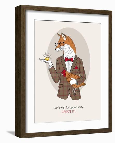 Fox Man in Pin Suit-Olga Angellos-Framed Art Print