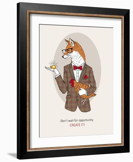 Fox Man in Pin Suit-Olga Angellos-Framed Art Print